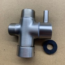 Brushed Nickel Bidet T-Valve Adapter Bidet 7/8" x 7/8" x 1/2" Toilet T-adapter
