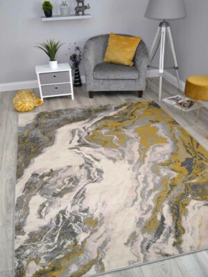 Gold Marmor Optik Teppiche Modern Abstrakt Klein Extra Groß Weichboden Teppiche Matte