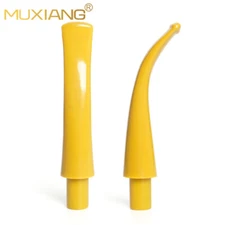 2x Acrylic 9mm Filter Mouthpiece Stem Tobacco Pipe Bent Curved Taper Stem Yellow