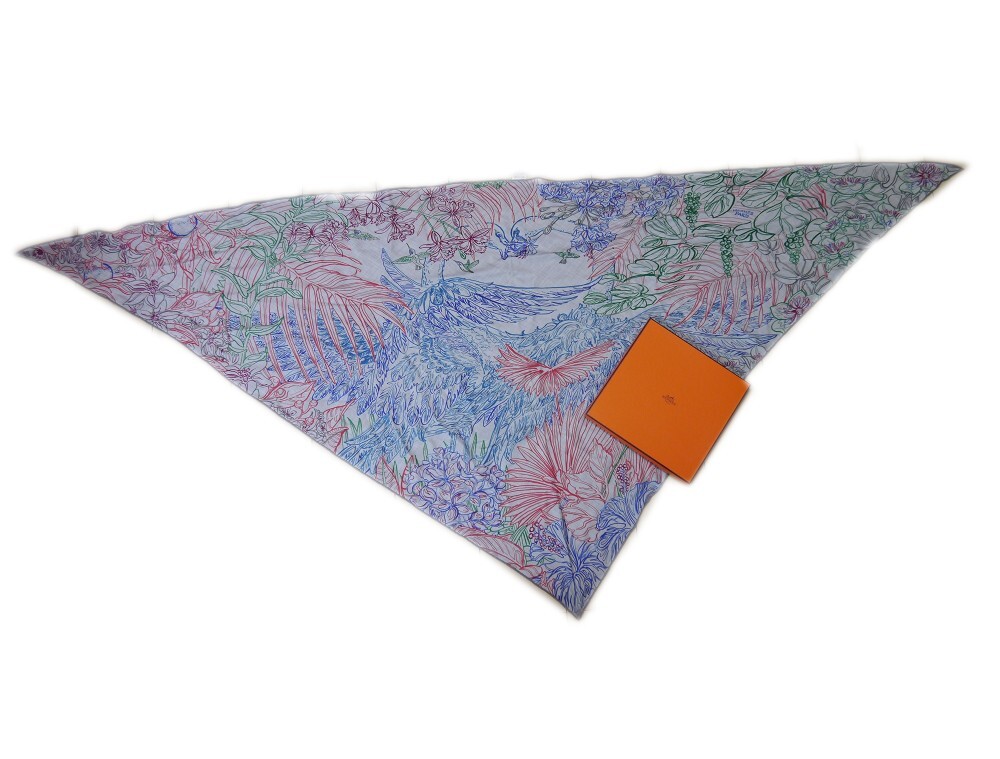 HERMES スカーフ Flamingo Party Coloriage giant triangle Authentic HERMES Triangle Geant Flamingo Party Coloriage