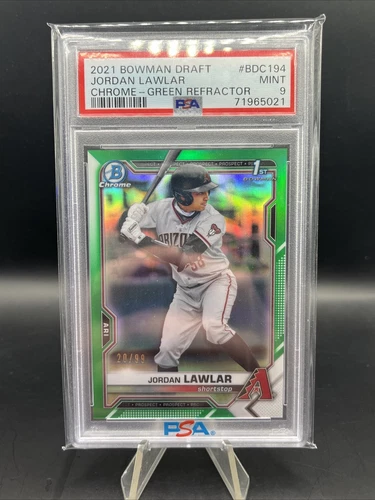2021 Bowman Chrome Draft JORDAN LAWLAR Green Refractor /99 BDC-194 PSA 9
