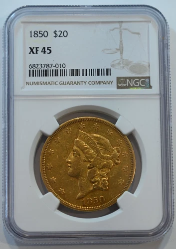 1850  $20 XF45  NGC graded Gold Double Eagle Liberty Nice Coin! Free shipping!