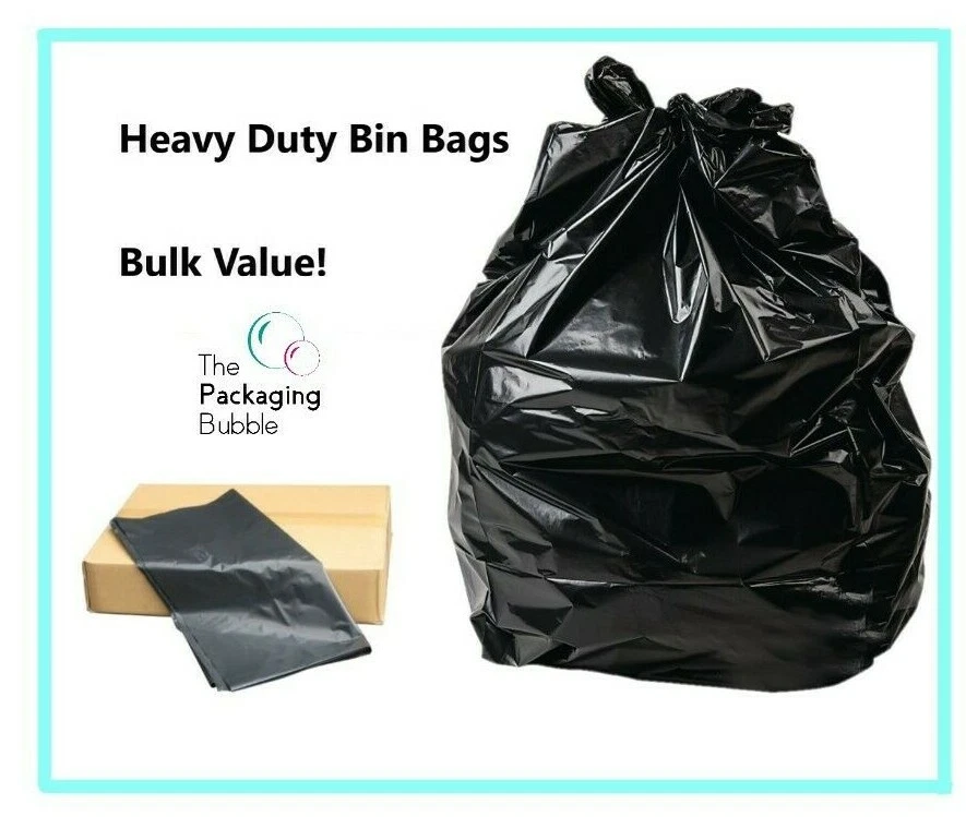 BIN BAGS HEAVY DUTY BLACK LINERS RUBBISH BAGS WASTE REFUSE SACKS EXTRA STRONG