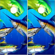 Mahi Mahi Marlin Tuna Fishing Cornhole Wrap Bag Toss Skin Decal Sticker