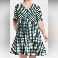 NEW Ava & Viv Multi-Color Plus Size 3X Dress Ruched Front Ruffle Hem