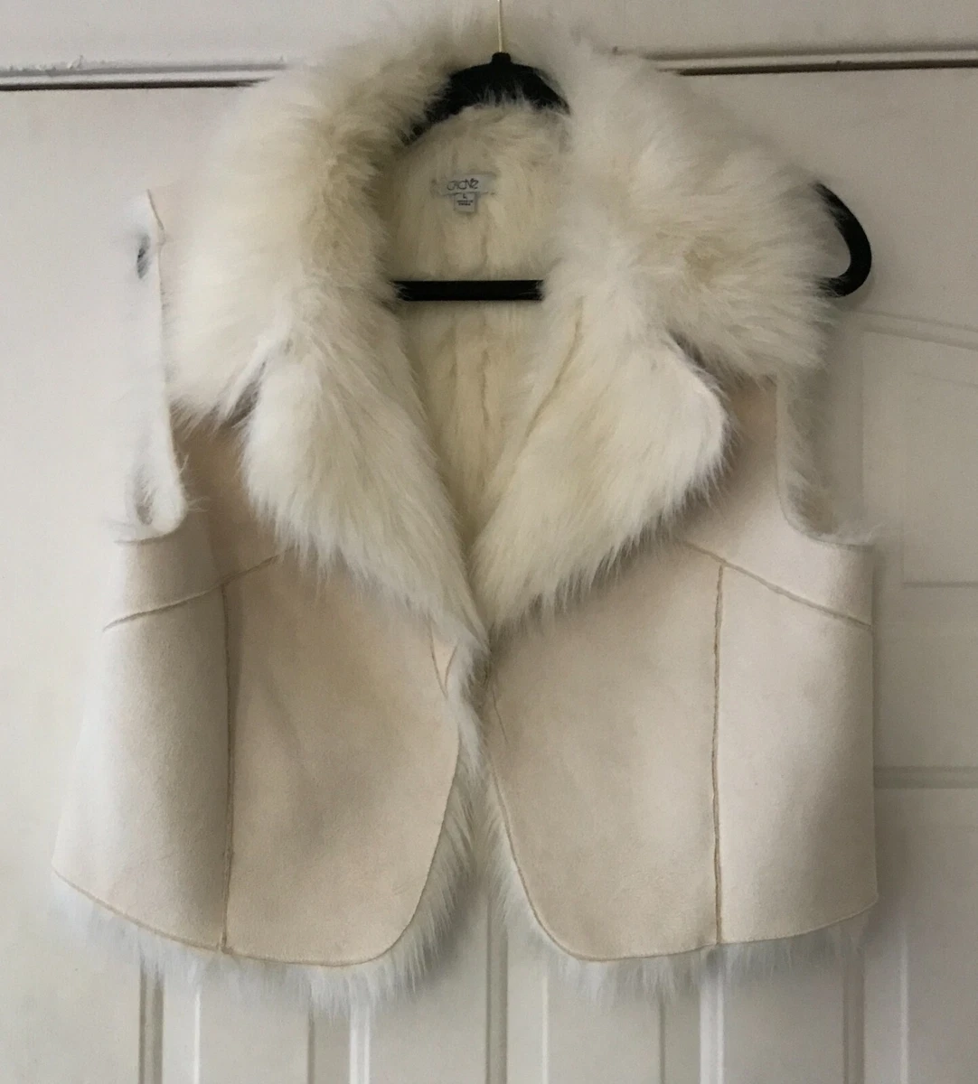 Cachet Faux Suede Faux Fur Vest Size L eBay