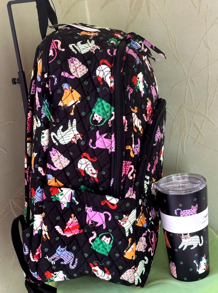 VERA BRADLEY HERDING CATS LARGE LAPTOP BACKPACK + STAINLESS  display picture 1
