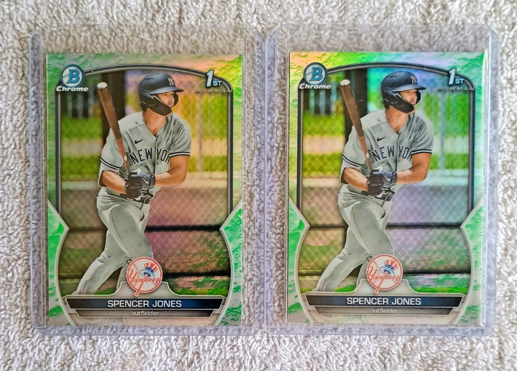 2 SPENCER JONES 2023 BOWMAN CHROME LUNAR REFRACTOR RC LOT # BCP13 YANKEES