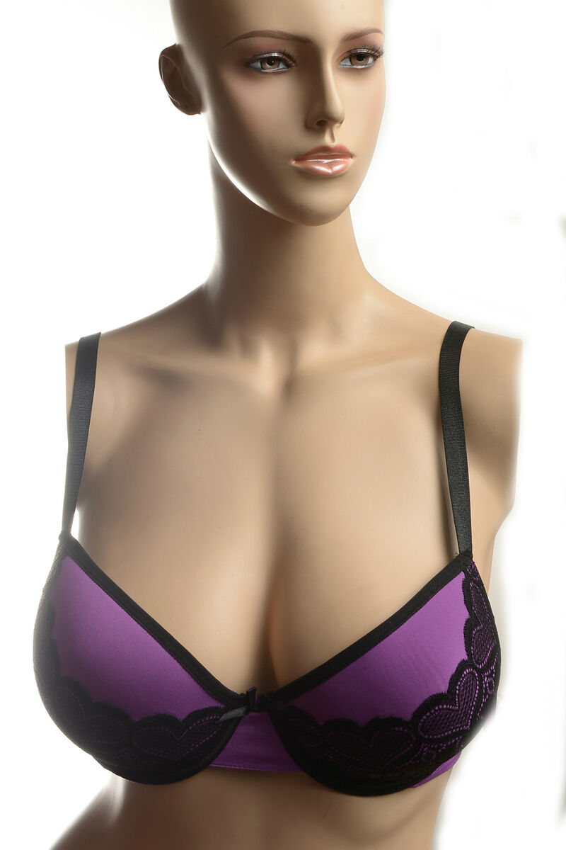 【クロムハーツ】LACE UNDERWIRE BRA Sexy Underwire Lace Heart Design Bra Molded Cup Low Cut 34