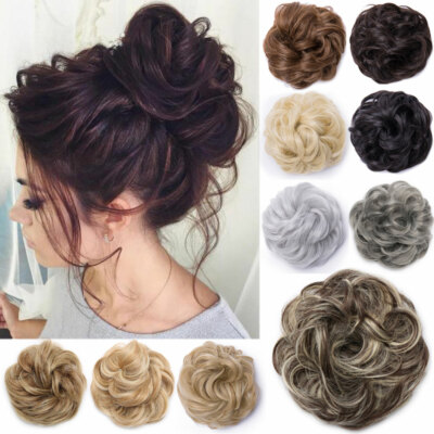 US Womens Messy Hair Scrunchie Real Natural Easy Bun Hair Piece Up Do Extensions