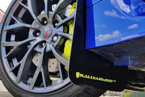 Rally Armor UR Black Mud Flap w/ Green Logo For 15-18 Subaru WRX/STi Sedan - Picture 5 of 7