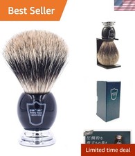 Parker Pure Badger Shaving Brush with Black  Chrome Handle  Stand  22mm Kn...