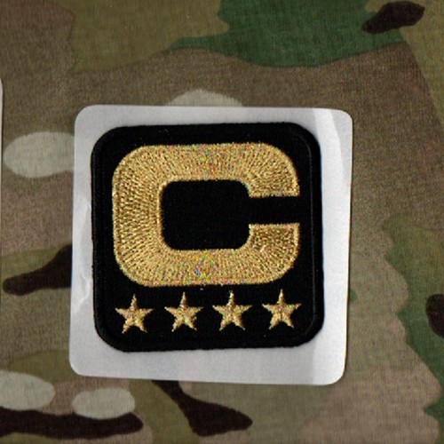 2025 Football Season BLACK Generic 3 -⭐⭐⭐ - Star Stick-on CAPTAIN White C-PATCH - Picture 5 of 5