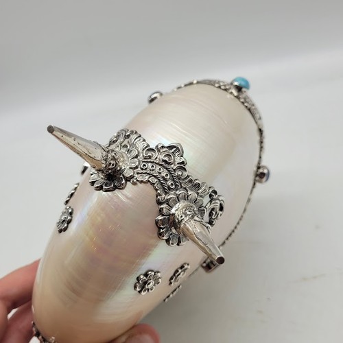 RARE Silver Nautilus Shell Sculpture Larimar Mystic Topaz Citrine Magic Amethyst - Picture 8 of 21