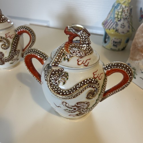 Japanese Dragonware Moriage Tea Set - Cream Pot and Sugar Bowl - Picture 10 of 10