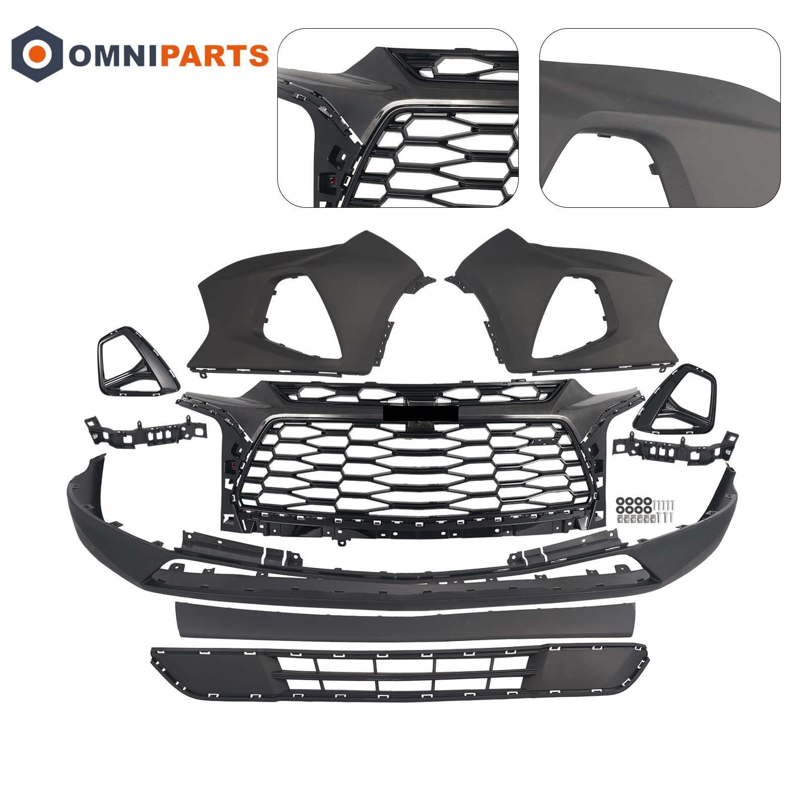Front Bumper Cover Grille Assembly Fit For 2019 2020 2021 2022 Chevy Blazer RS