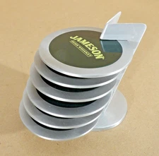 Set of 6 JAMESON IRISH WHISKEY 3.5" Aluminum Coasters with Stand