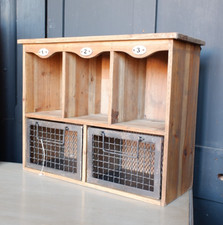 Armadio artigianale in legno industriale 3 fori per piccioni stile retrò vintage con cassetti