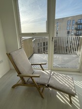 John Lewis Acacia Wood Foldable Garden Steamer Chair, Natural