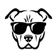 Pitbull Dog in Glasses Vinyl Decal Sticker -Multiple Colors Sizes- SHIPS FREE