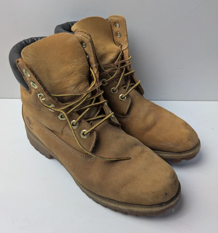 Timberland Boots Mens UK 8 Wide Wheat Nubuck Leather Waterproof 6 Inch 10061, photo 1 of 5