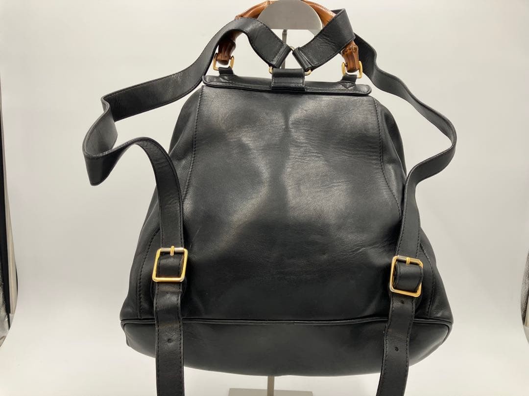 GUCCI Bamboo Drawstring Mini Backpack Rucksack Le… - image 3