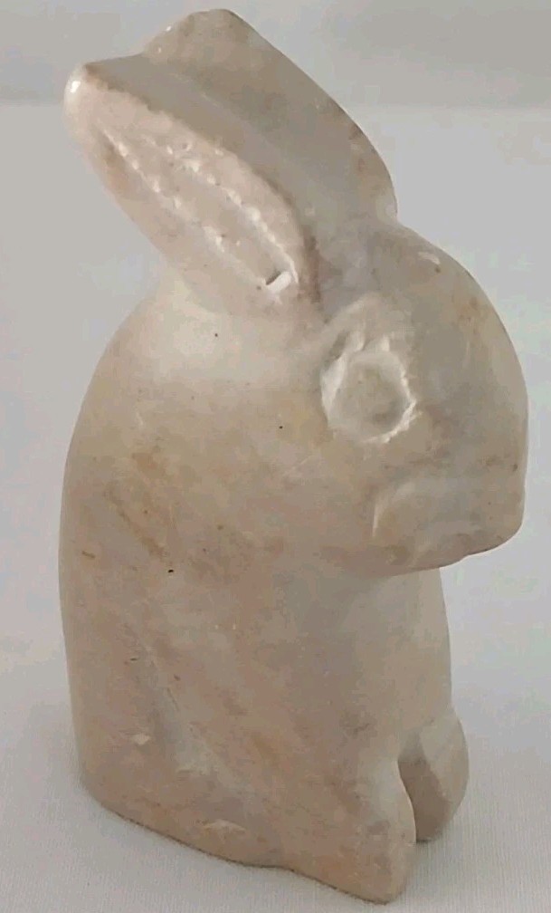 Hand Carved Stone Rabbit Figurine Mini Animal Sculpture Natural Alabaster 3