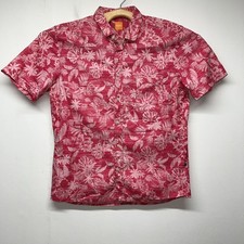 Hugo Boss Orange-Hawaiian Pink Shirt Mens Large Short Sleeve Button Beach Resort