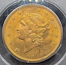 MS 63 Graded 1903 Year Double Eagle $20 US Gold Coins (Pre - 1933
