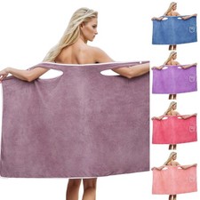 Bathrobe Bath Towel Wrap Womens Wearable Bathtub Shower Dress Bathing Skirt
