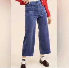 Maeve by Anthropologie The Colette Corduroy Wide-Leg Crop Pants Blue Size 28T