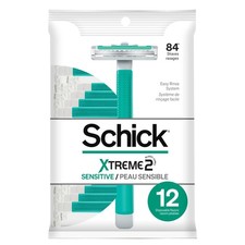 Schick Xtreme 2-Blade Sensitive Men's Disposable Razors, 12 Ct, With Vitamin E