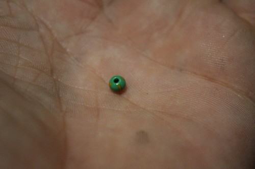 Czech seed beads Green opaque with yellow stripes, 49 count - Picture 5 of 7