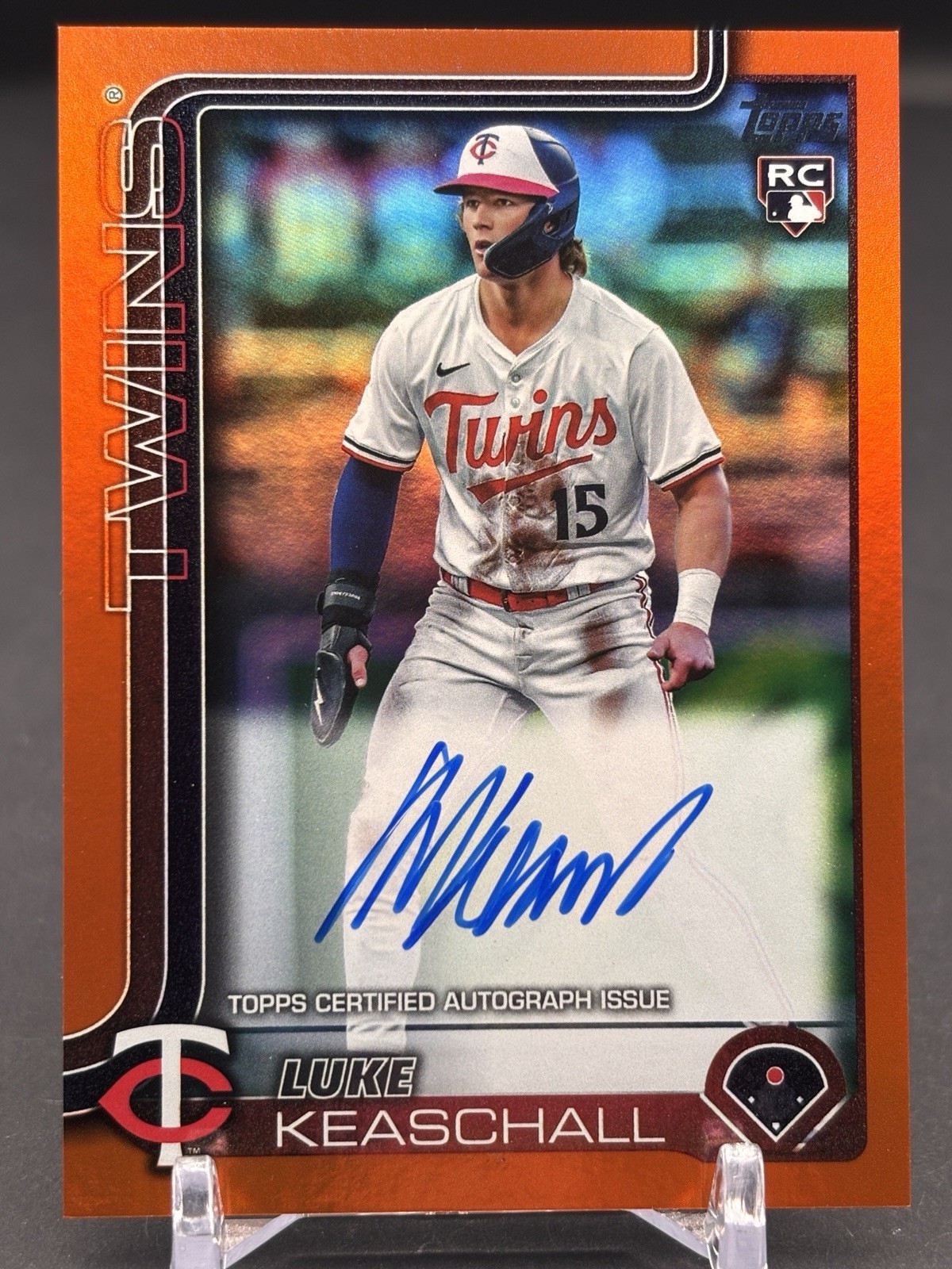 2025 Topps Update Luke Keaschall Real Rookie Auto ORANGE FOIL 15/25 JERSEY #