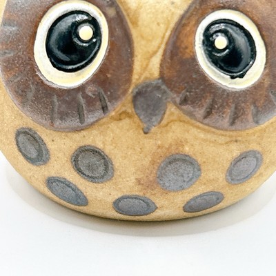 Vintage Japanese Pottery Round Owl Miniature Figurine Japan Kawaii