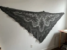 Antique Edwardian/Victorian Black Lace Shawl Mantilla Very Large, Very Fine