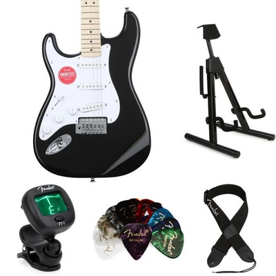 Squier Sonic Stratocaster Left-handed Electric Guitar Essentials Bundle - Black