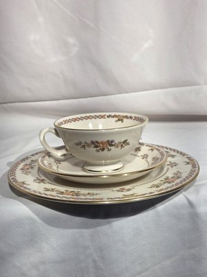 Lenox Monticello Teacup , Saucer &Bread Plate Set Ivory Gold Trim Fine ChinaUSA 