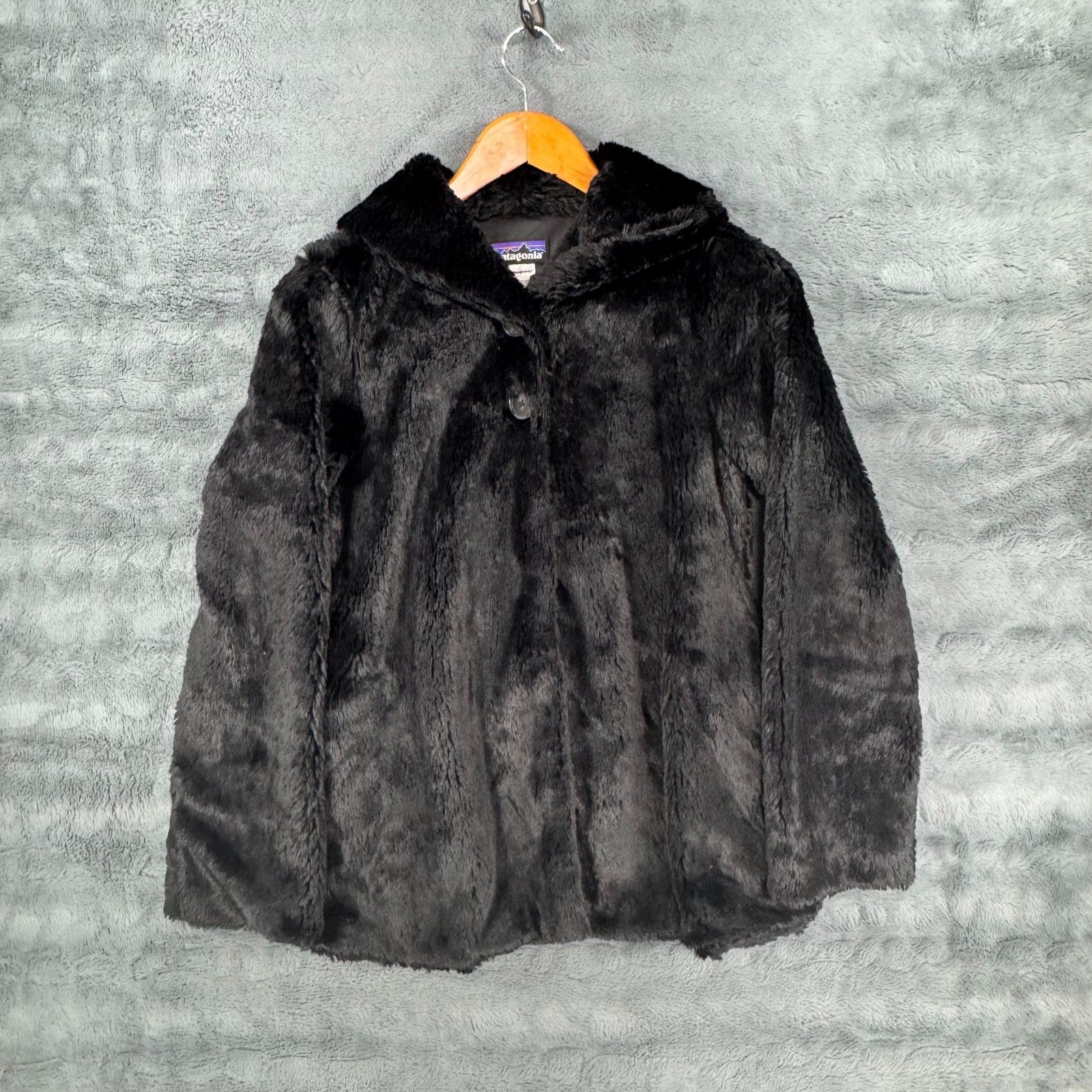 Patagonia Faux Fur Soft Swing 2 Button Jacket Size Girl’s XL (14-16) Pockets