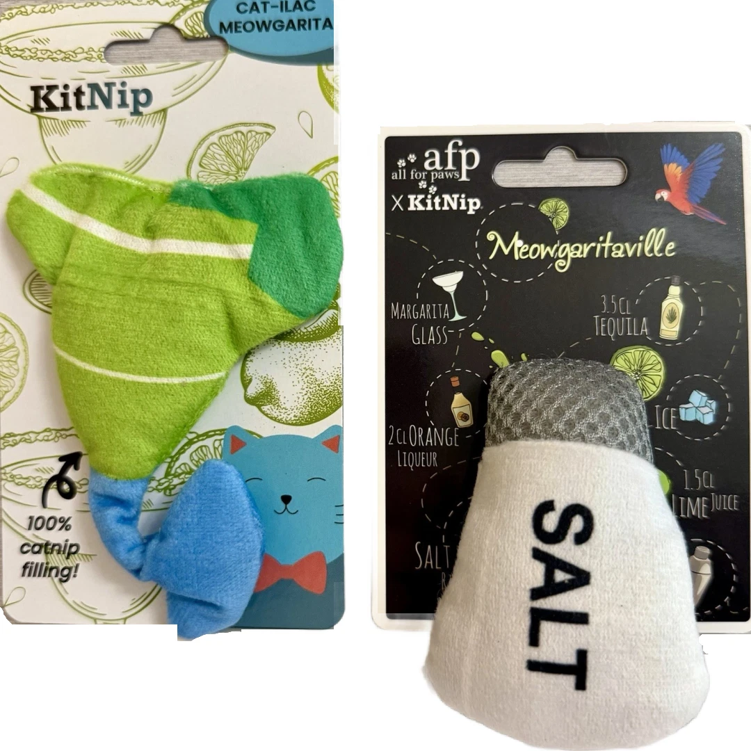 Kitty Cat Interactive MEOWGARITAVILLE Catnip Margarita Glass Salt New Lot of 2