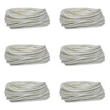 6 packs of 1/4in X 50ft Nylon Rope White 372LBS Break Strength 124LBS WLL