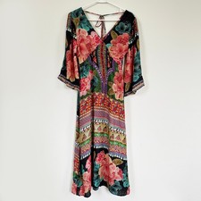 ANTHROPOLOGIE Farm Rio Rosario Maxi Dress Bell Sleeves Festival XS Boho Cottage