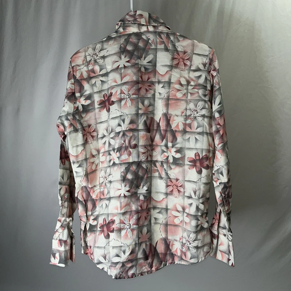 Para hombres De Colección Años 70 Ely Rojo Floral Western Hawaiano Mediano M Disco Hippie Foto 3 de 4