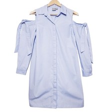 ASOS Light Blue Cold Shoulder Shirt Dress Cotton Poly Blend Size 4