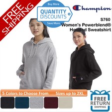    Champion Women's Powerblend Hooded Pouch Pocket Sweatshirt Up To 2XL S760