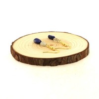 Mineralien Und Edelsteine. Ohrringe 2 Perlen Lapis Lazuli + Quarz