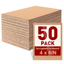 50 Pack 4x6 Corrugated Cardboard Sheets, Flat 4x6in-50Pack, brown