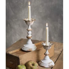 CTW Home Collection Set of Two Dapheny Tapered Candle Holders White