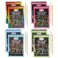 Color Scratch Pads for Kids with Wooden Styluses, 10 Sheets (5.5 x 3.9 in, 8x)