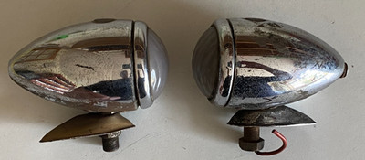 2X OLDTIMER OLDTIMER LUCAS TYP 1142 CHROM SEITENLEUCHTEN ZUM RESTAURIEREN